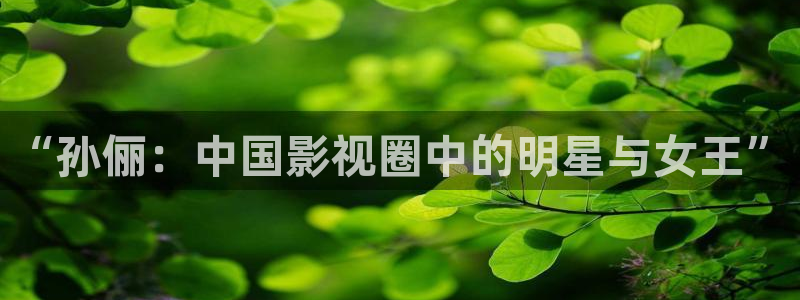 申慱sunbet苹果app：“孙俪：中国影视圈中的明星与女王”